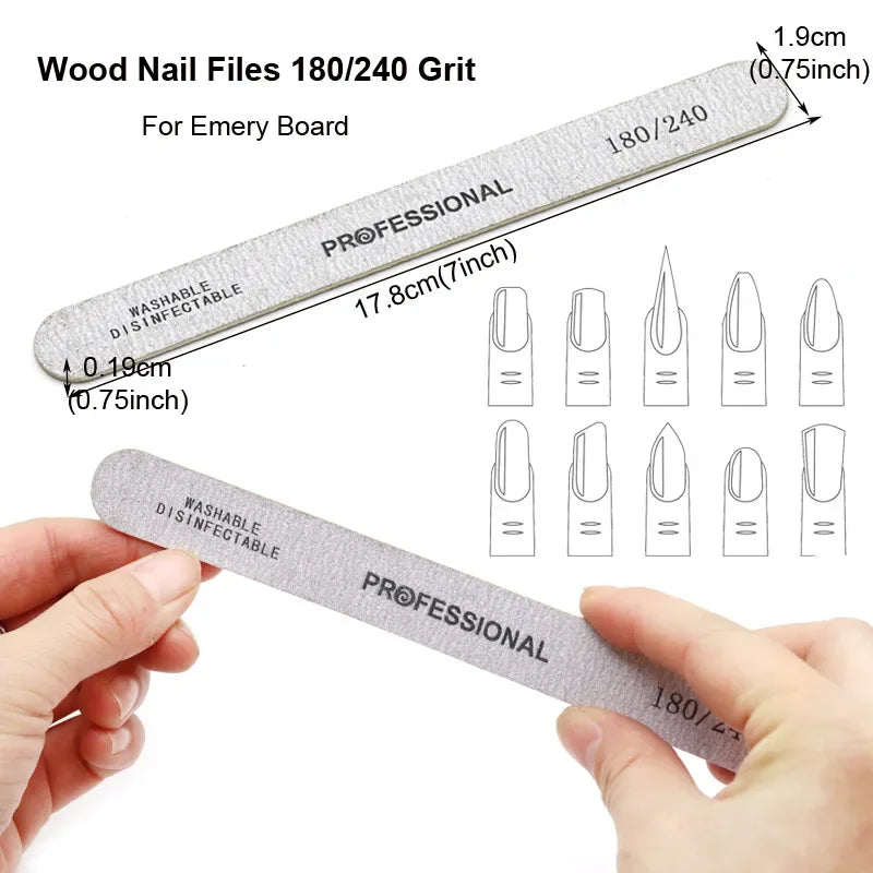 8-teiliges Nagelfeilen-Set 100/180 Nagelschleifpuffer Professionelle Maniküre-Feilen Make-up Pediküre-Bürsten Werkzeug Verlängerungskits