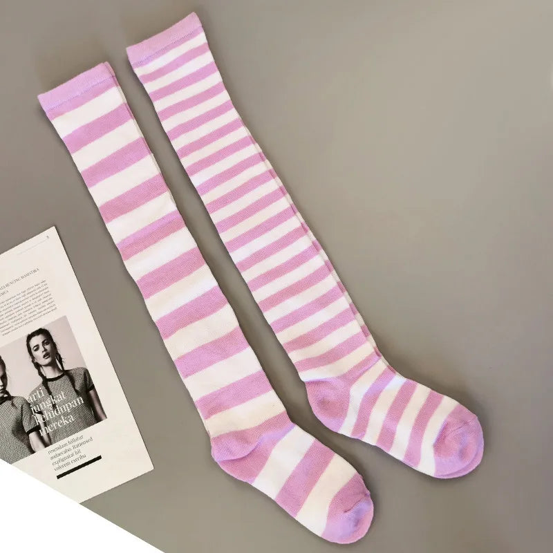 Farbige gestreifte Strümpfe Japanische Overknee-Socken Mode Frauen Warmhalten Socken Sexy Schlanke Lange Socken Strumpfwaren JK Cosplay Lolita Y2k