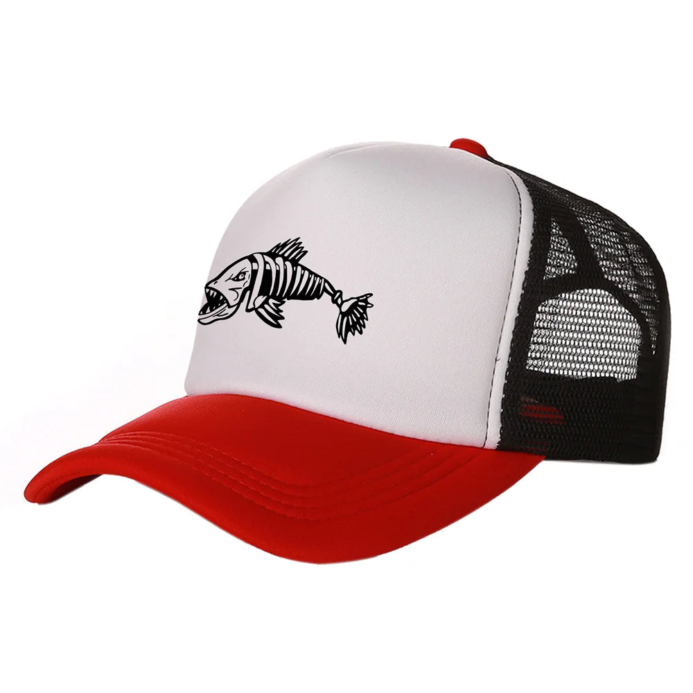 Men Outdoor Fishing Cap Fishing Hat Trucker Caps Hunting Has Fish Bones Snapback Hat MZ-495 Hauptbild