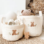 Niedlicher Bären-Stickerei INS Baby Wickeltasche Windel Caddy Windelkorb Mummy Mutterschaftstasche für Neugeborene - Aufbewahrungsorganisator für Spielzeug und D