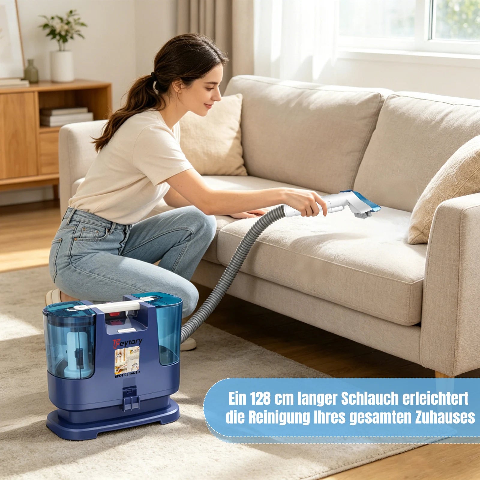 BRIEFNESS Akku-Polsterreiniger, 2 Batterien, Fleckenentferner für Sofa, Matratze & Autositz, Tiefenreinigung bei Tierflecken für Stoff Hauptbild