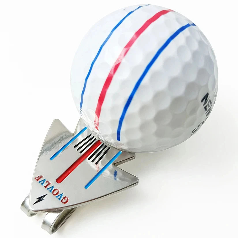 1 Stück Golf Putting Ausrichtung Zielwerkzeug Ballmarker mit magnetischem Hutclip Flugzeugmuster, Golf Trainingszubehör, für Golfer Hauptbild