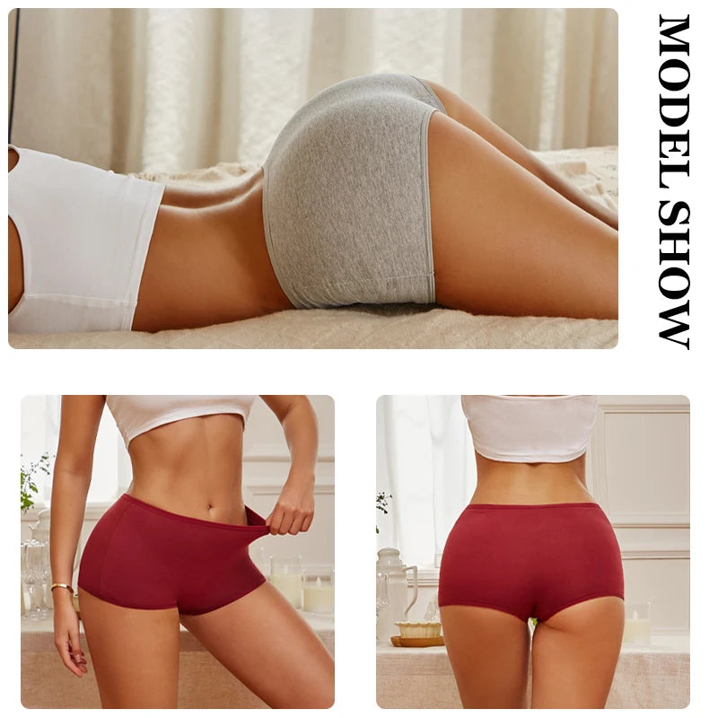 FINETOO 3er-Pack Damen Baumwoll-Boyshorts Atmungsaktive Low-Waist Unifarben Unterwäsche Damen Legere Sport Boxershorts Unterhosen