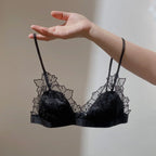 BANERDANNI Pure Desire Victoria Französische Spitzenbestickte Dessous Frauen dünne Cups Triangel-BH Set Bequem ohne Bügel