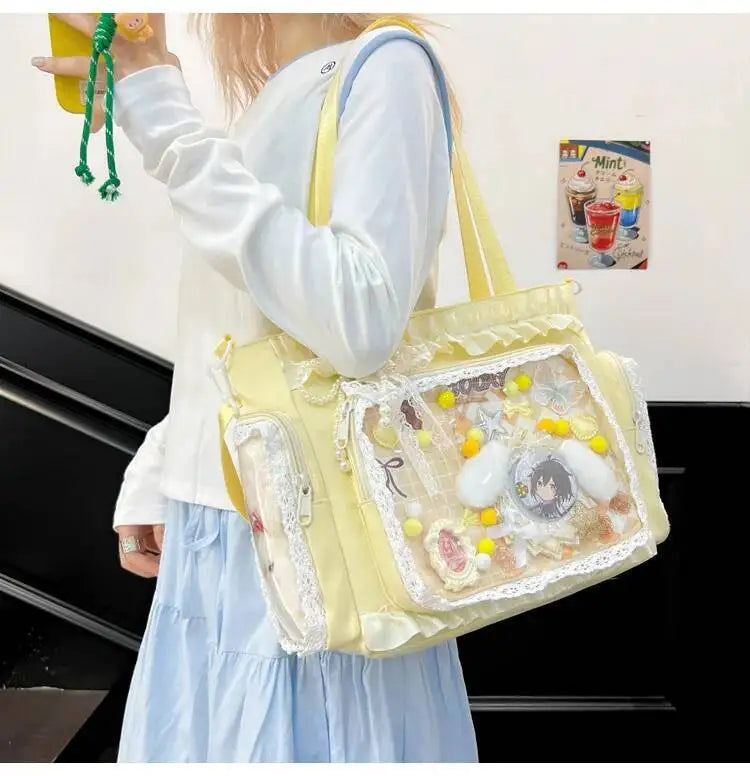 Neue Y2K Süße Japanische Ita Bag Lolita Mädchen Transparente Umhängetasche Große Kapazität Umhängetasche Lässige Tasche DIY Display Handtaschen