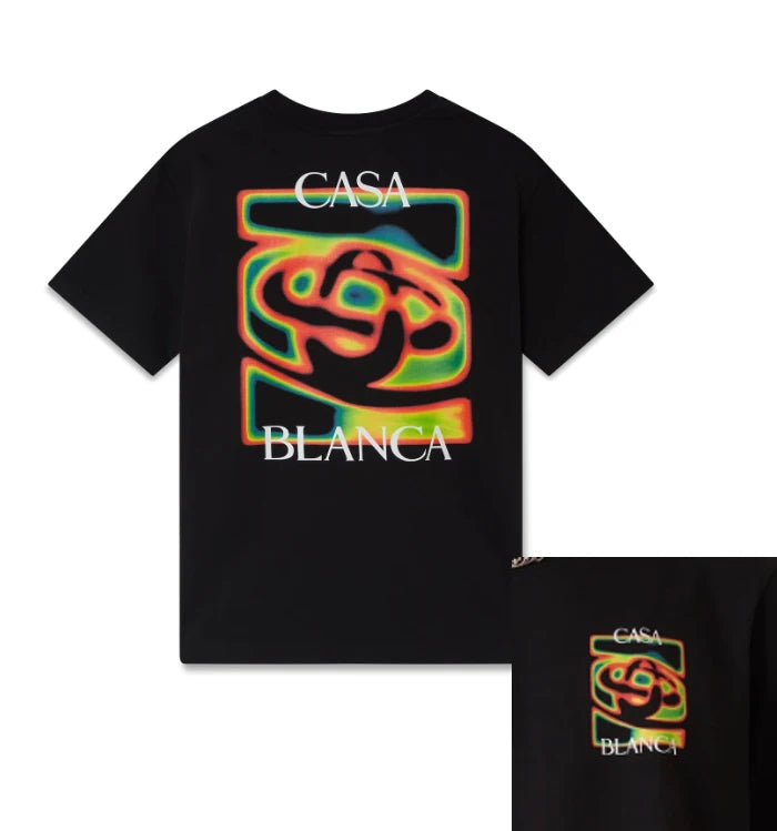 Hochwertiges weißes T-Shirt mit Arch-Print, Kurzarm, lässiger Rundhals, Sommer, Grafikmuster, lockere Passform für Männer und Frauen