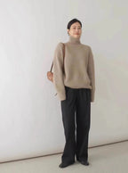 2024 Herbst und Winter Neuer dicker Kaschmirpullover Damen Rollkragenpullover Warm Locker Gestrickter Basispullover Jacke Oberteile
