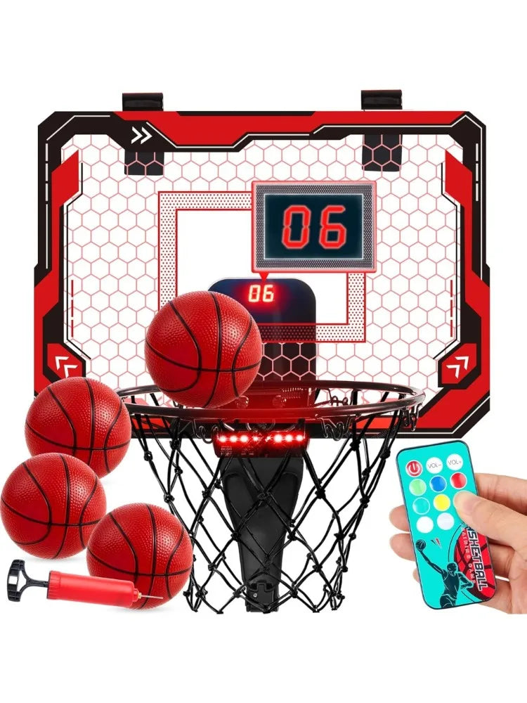 JOYFY Mini Indoor Basketballkorb, leuchtend, zum Aufhängen über der Tür, Basketballkorb für Kinderzimmer, Basketball, Geburtstags-, Weihnachtsgeschenke