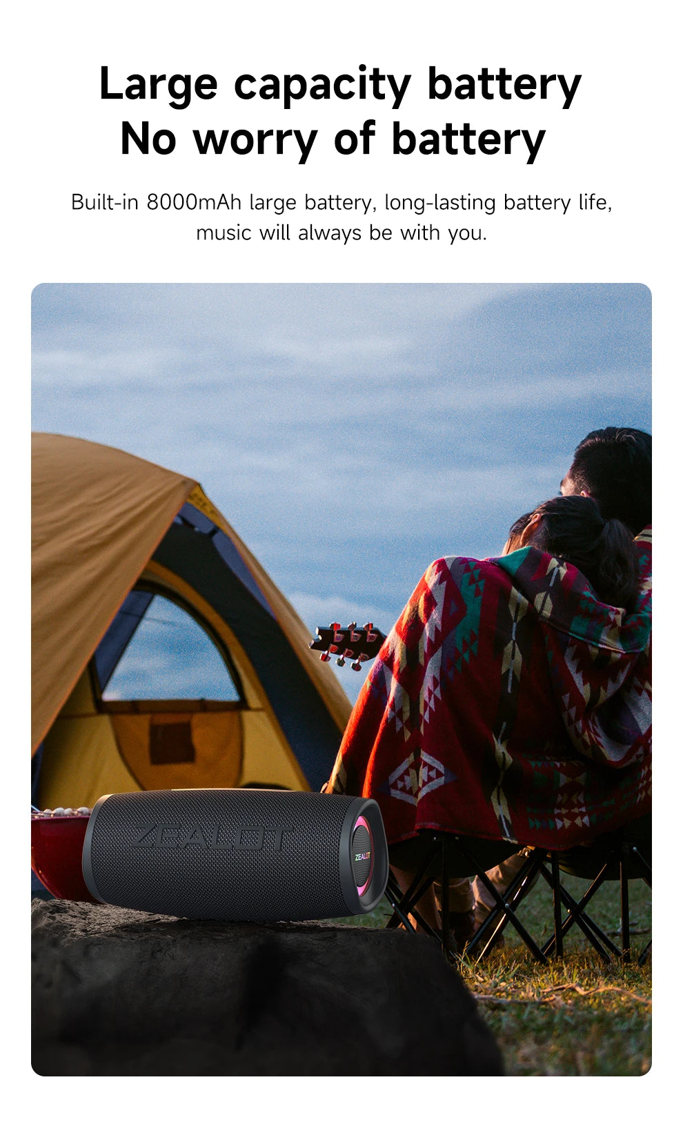ZEALOT-S56 Bluetooth Lautsprecher 40W Ausgangsleistung Bluetooth Lautsprecher mit ausgezeichneter Bassleistung IPX6 wasserdichter Camping-Lautsprecher
