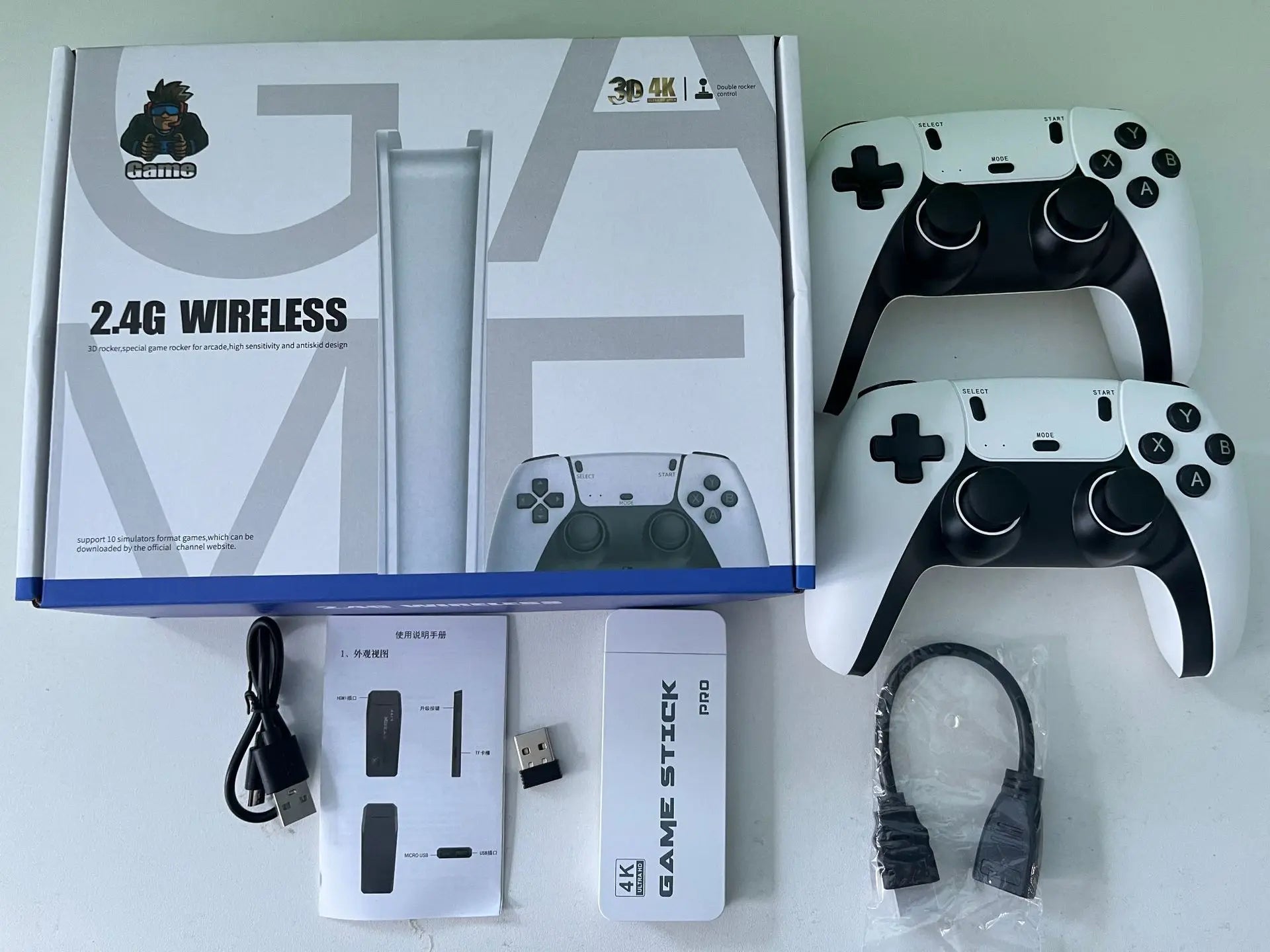 4K HD 64G Videospielkonsole: M15 Game Stick mit über 40.000 klassischen Arcade-Spielen, zwei kabellose Gamepads, Zwei-Spieler-TV-System