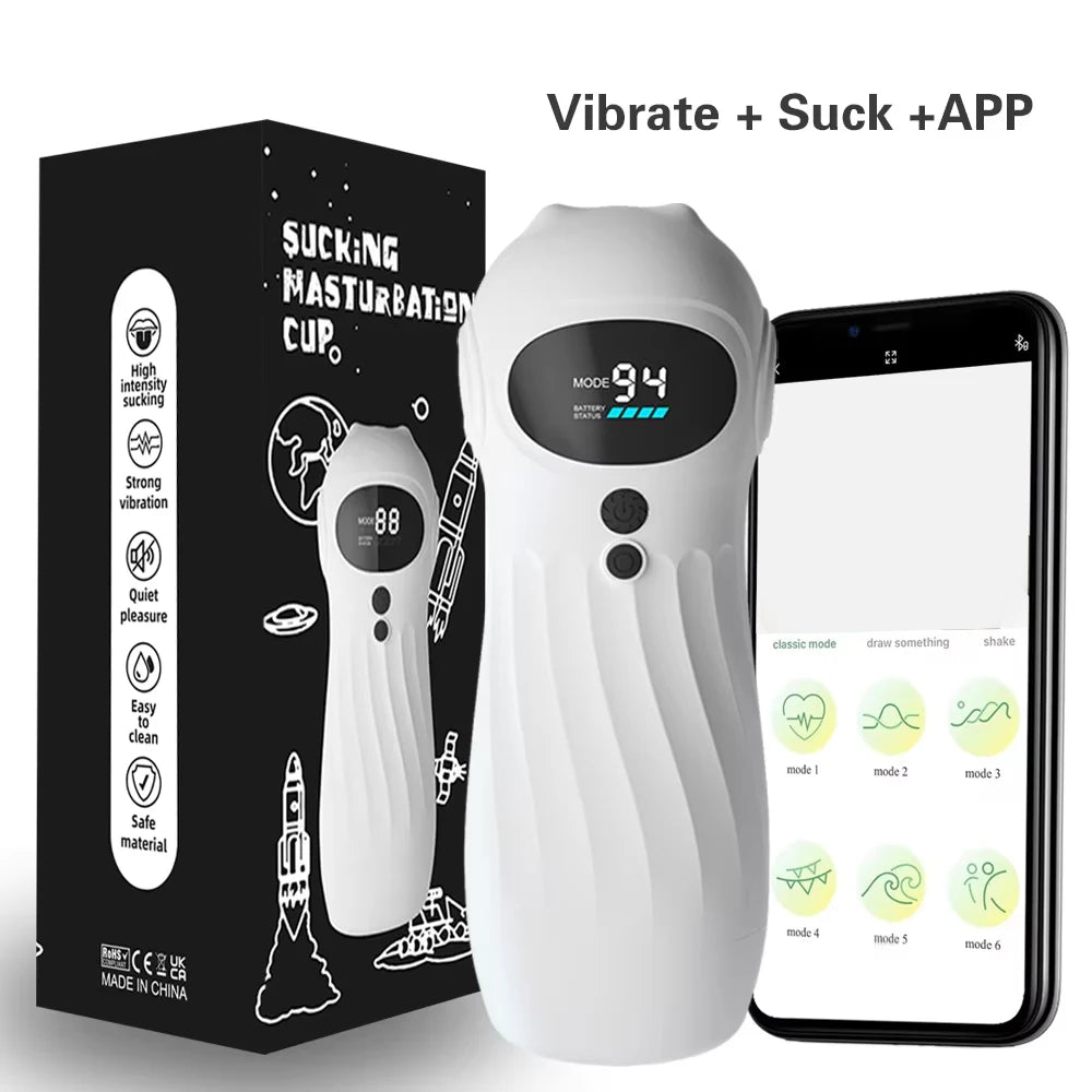 APP-gesteuerter, automatischer Masturbator für Männer, Masturbationsbecher mit realistischer Vagina, Vibration, Blowjob, Masturbation, beheizte Sexmaschinen-Spielzeuge für Männer