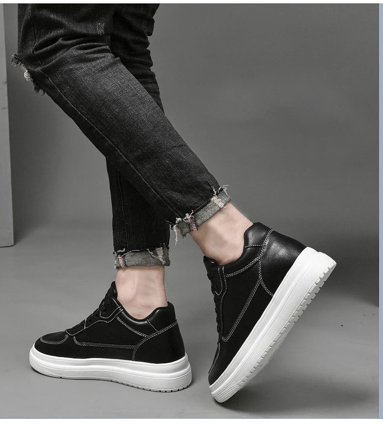 Hochwertige Herren-Sneaker, erhöhte Herrenschuhe, modische Freizeitschuhe, bequeme Leder-Sportschuhe, Höhenzunahme 6/8/10 cm