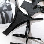 Sexy Dessous-Set mit Schleifenverzierung, durchbrochen, für Damen, einfarbig, exotische Bekleidung, weiblicher Stil, reine Begierde, Unterwäsche mit Strapsen und Handschuhen