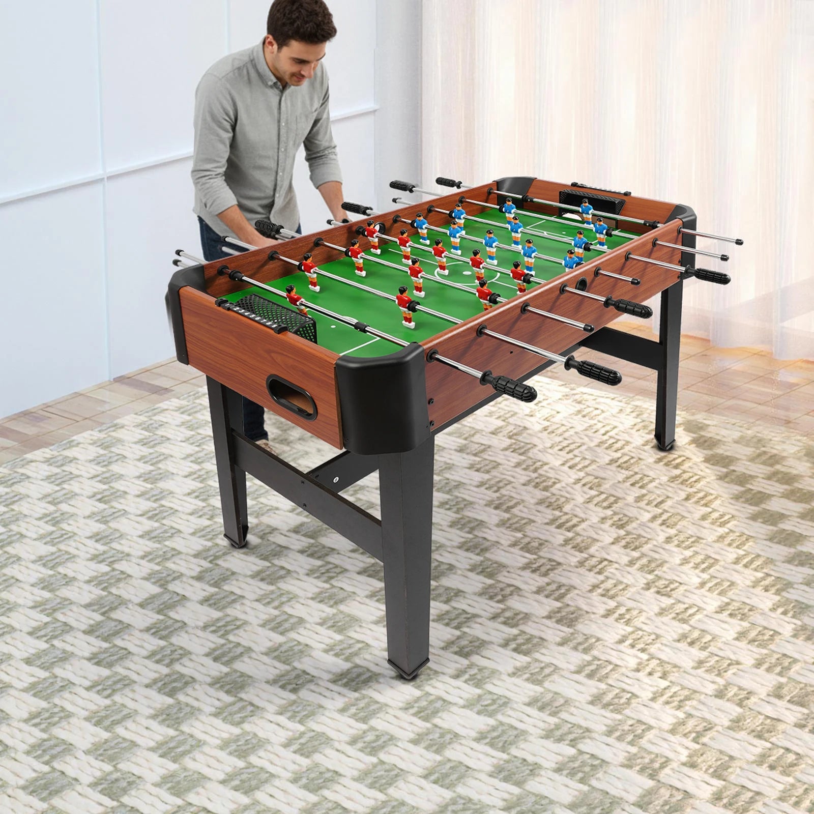Tischkicker Tischfußballspiel 8 Stangen Tischfußballspiel 119x61cm Indoor-Unterhaltung für Kinder, Erwachsene, Heimspielzimmer