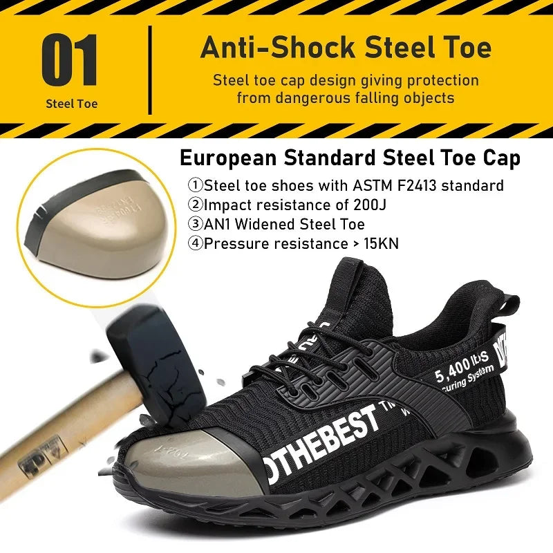 Sicherheitsschuhe Herren für die Arbeit Sneaker Damen Herren Stahlkappen-Arbeitsschuhe Sicherheitsschuhe Leicht Anti-Zerstörung Anti-Durchstich Zweitbild