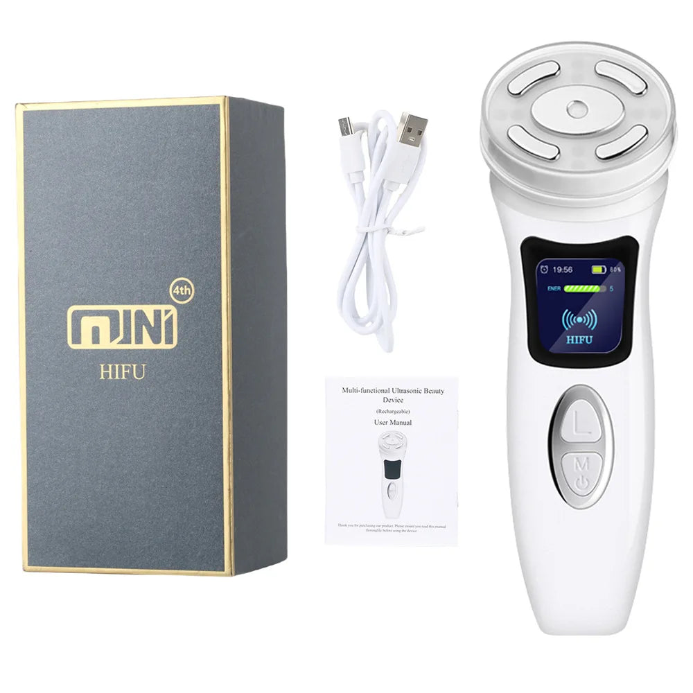 MINI HIFU 4. Generation Lifting-Gerät EMS Warmes Ultraschall-Gesichts-Augenmassage-Instrument Hautfestigende Heimgebrauchs-Spa-Schönheitsgeräte