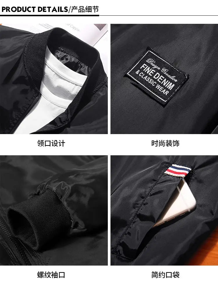 Herren Leichte Windjacke Frühling Herbst Jacke Mantel Herren Winddichte Outdoor Lässige Stilvolle Reißverschlusstaschenjacke