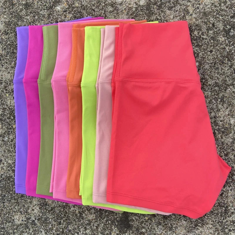 Sexy einfarbige Damen-Fitness-Sportshorts, hohe Taille, athletische Yoga-Shorts, Bein-Radfahren, umfassendes Training, Jogging, Squat-Proof