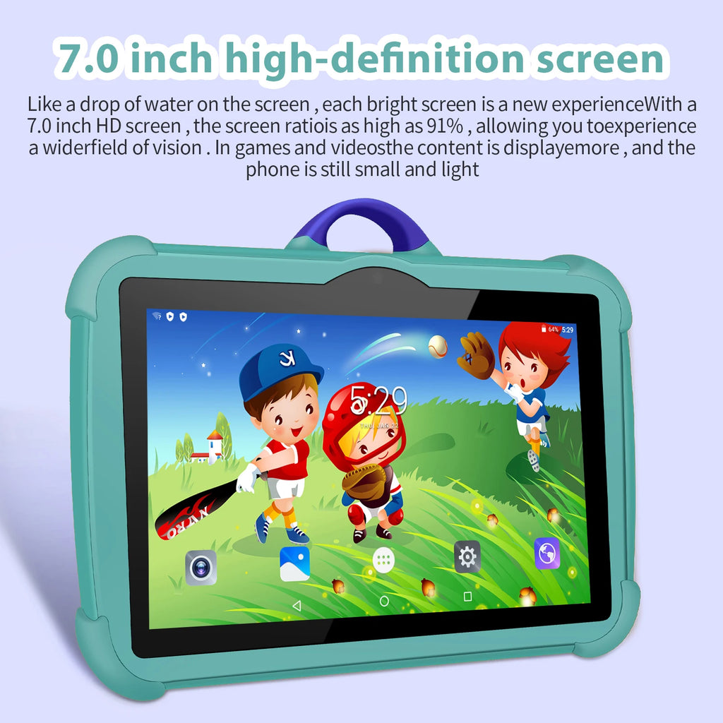 7 Zoll Kinder Tablet PC mit Android 13 Quad Core 4GB RAM 64GB ROM Lernspielzeug für Kinder Beliebter Günstiger Einfacher Design