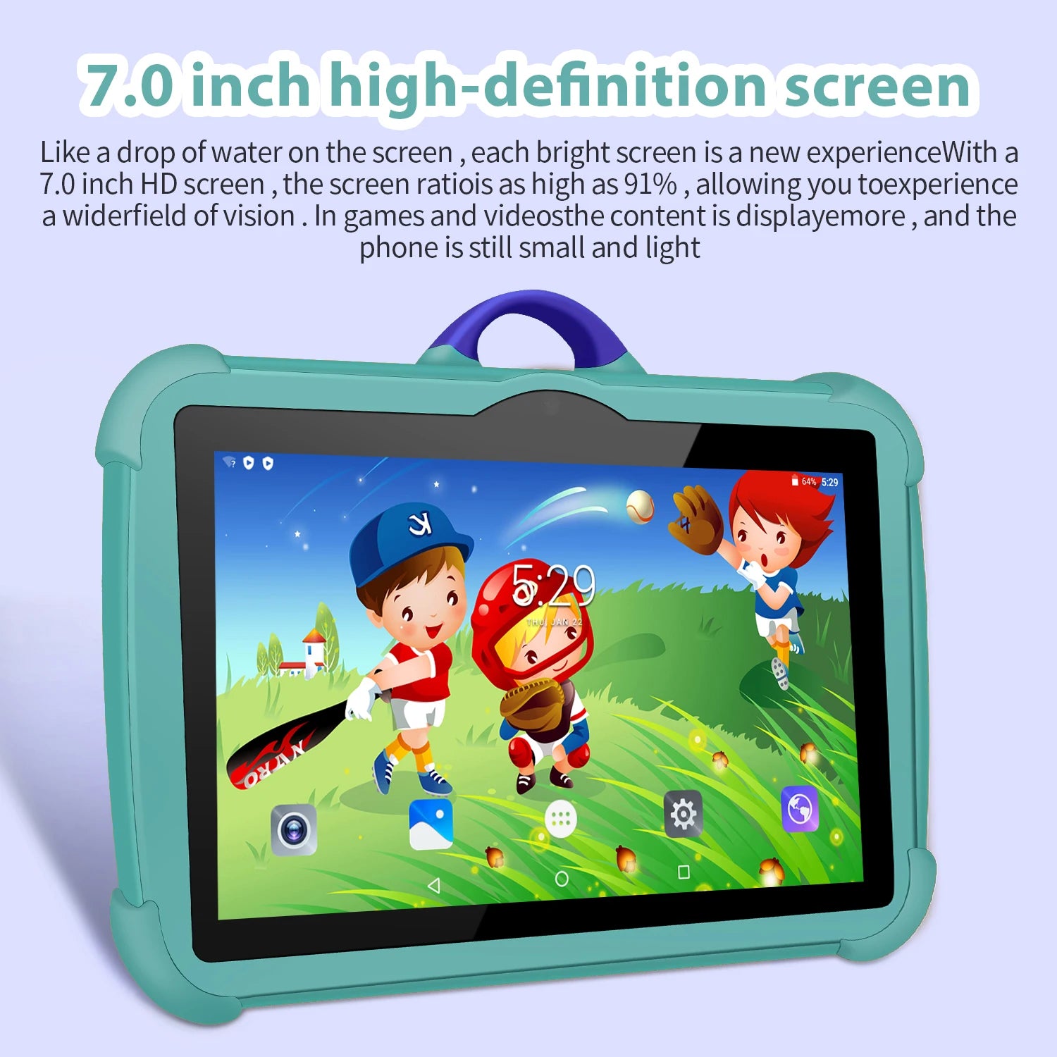 7 Zoll Kinder Tablet PC mit Android 13 Quad Core 4GB RAM 64GB ROM Lernspielzeug für Kinder Beliebter Günstiger Einfacher Design