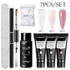 24-teiliges Set 20ml Poly Nail Extension Gel Kit Mini-UV-Lampe Versiegelung mit Basislack Überlack Professionelles Poly-UV-Nagelgel-Kit Starter-Kit