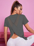 Damen Nahtloses Yoga T-Shirt Weibliches Fitness Crop Top Workout Gym Training Shirts Sportliche Kurzarm Yoga T-Shirts Sportbekleidung