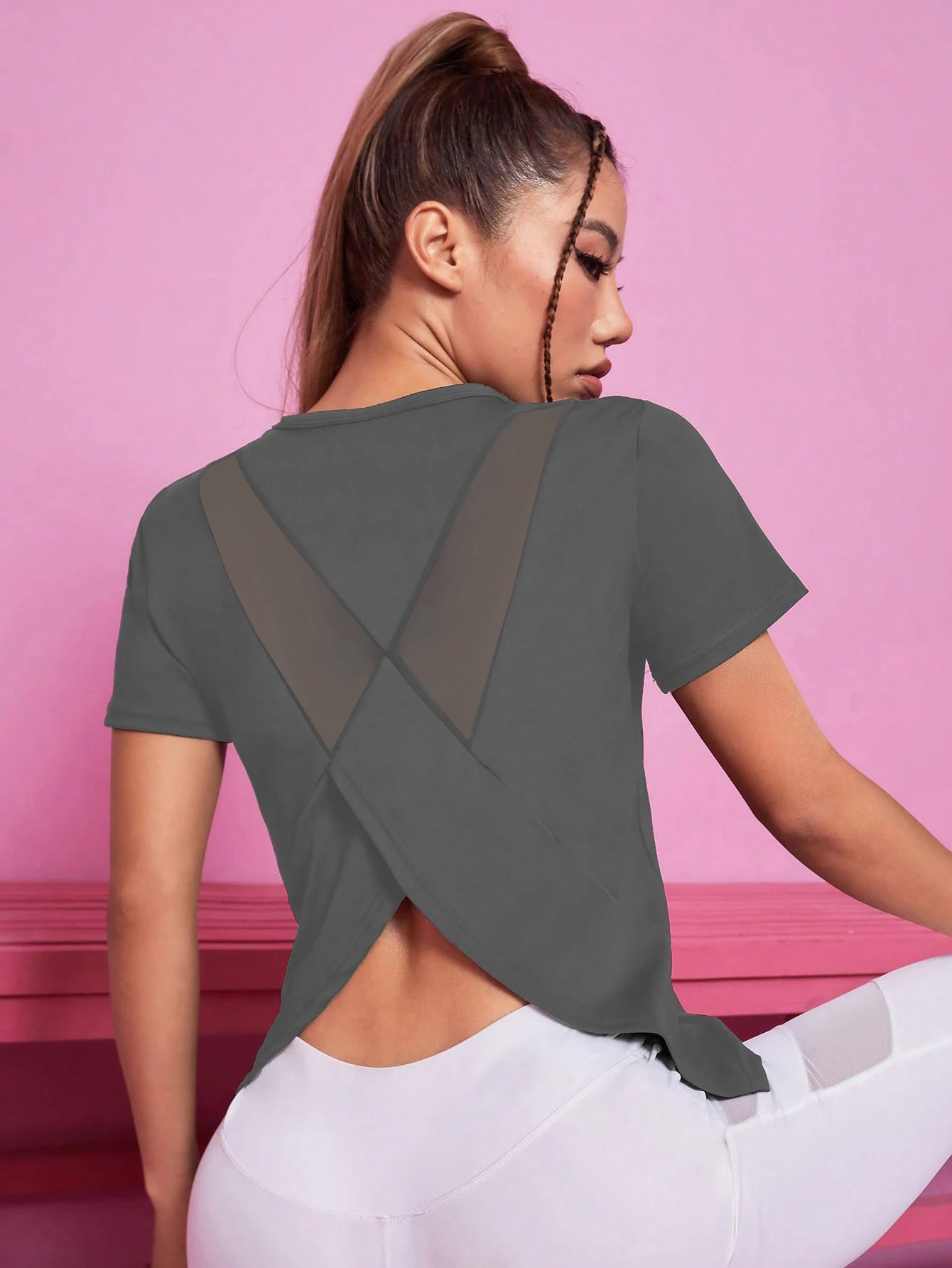 Damen Nahtloses Yoga T-Shirt Weibliches Fitness Crop Top Workout Gym Training Shirts Sportliche Kurzarm Yoga T-Shirts Sportbekleidung