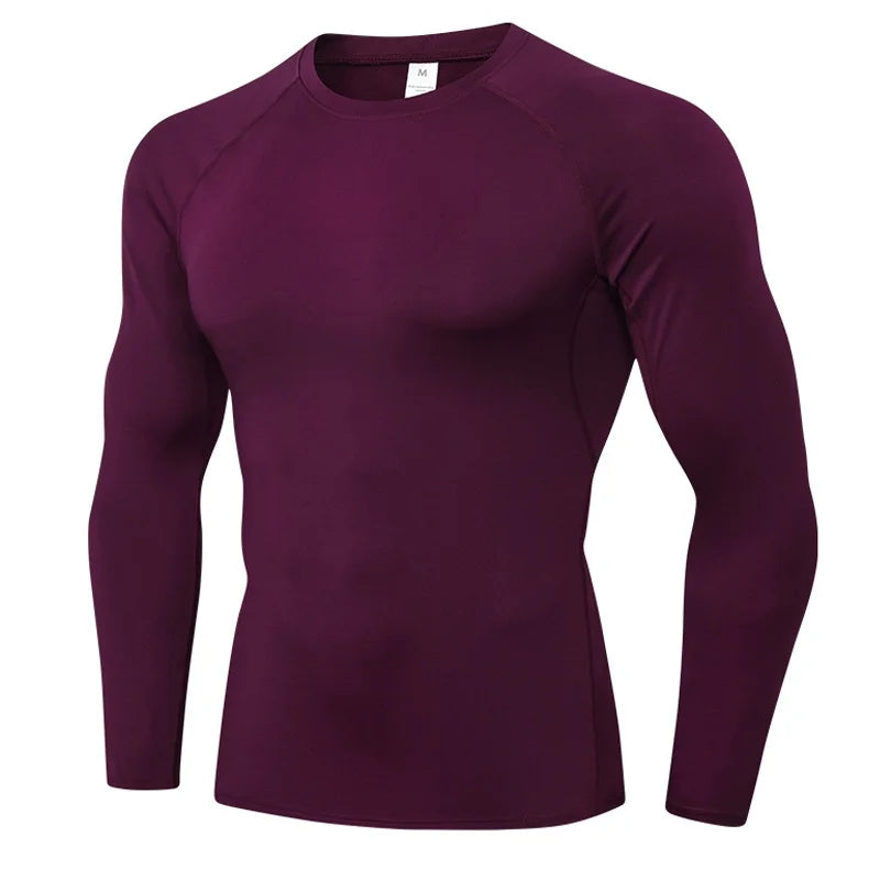 Herren Kompressionsshirts Langarm Workout Gym T-Shirt Laufshirt Cool Dry Sport Unterhemd Sportlicher Baselayer