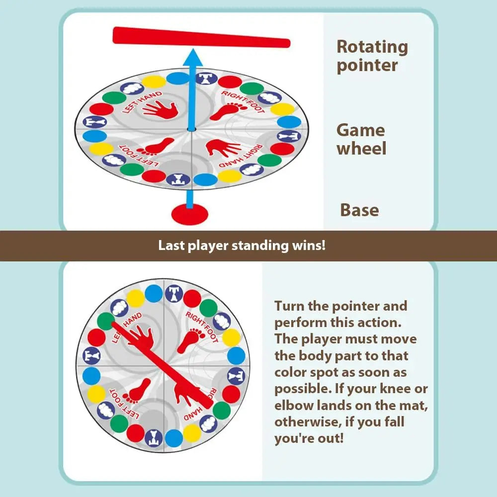 Twister Spiel Twister Lustiges Balance Familienspiel mit Drehscheibe Bodenmatte Bodenspiel Geschenk für Kinder Familiengeburtstagsfeier