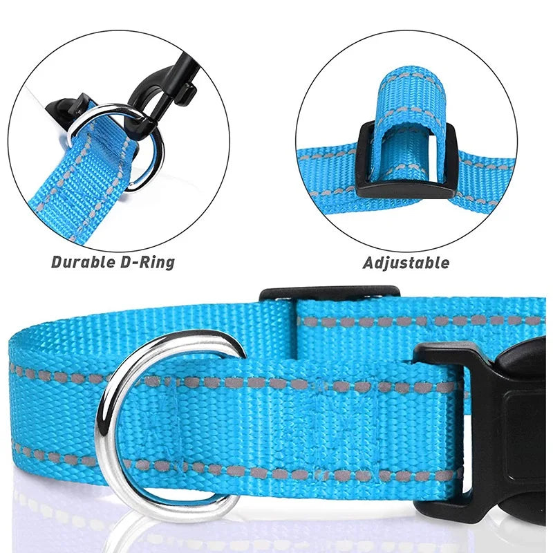 Pet Dog Collar Nylon Reflective Neck Collar for Small Medium Large Dog Pet Leash Collars for Dog Supplies Pet Accessories