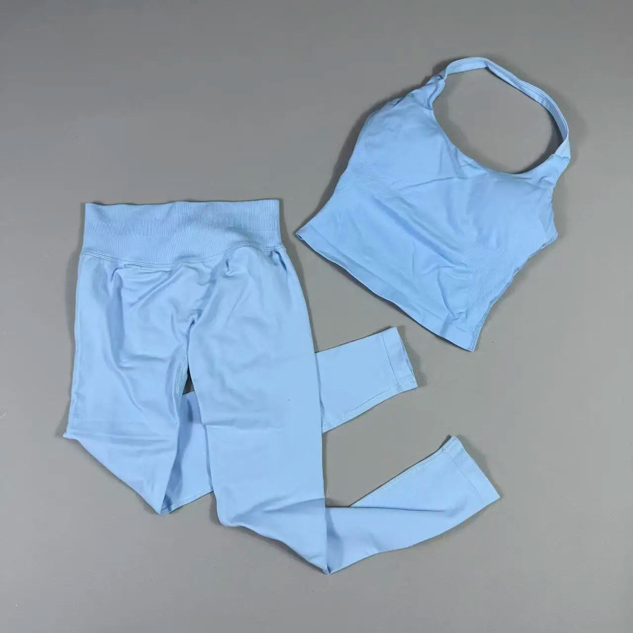 OHNE LOGO Yoga-Outfit Sport-Impact-Gym-Set Neckholder-Oberteil und Leggings-Hosen-Sets Rückenloses Neckholder-Design Hochelastische Sportbekleidung