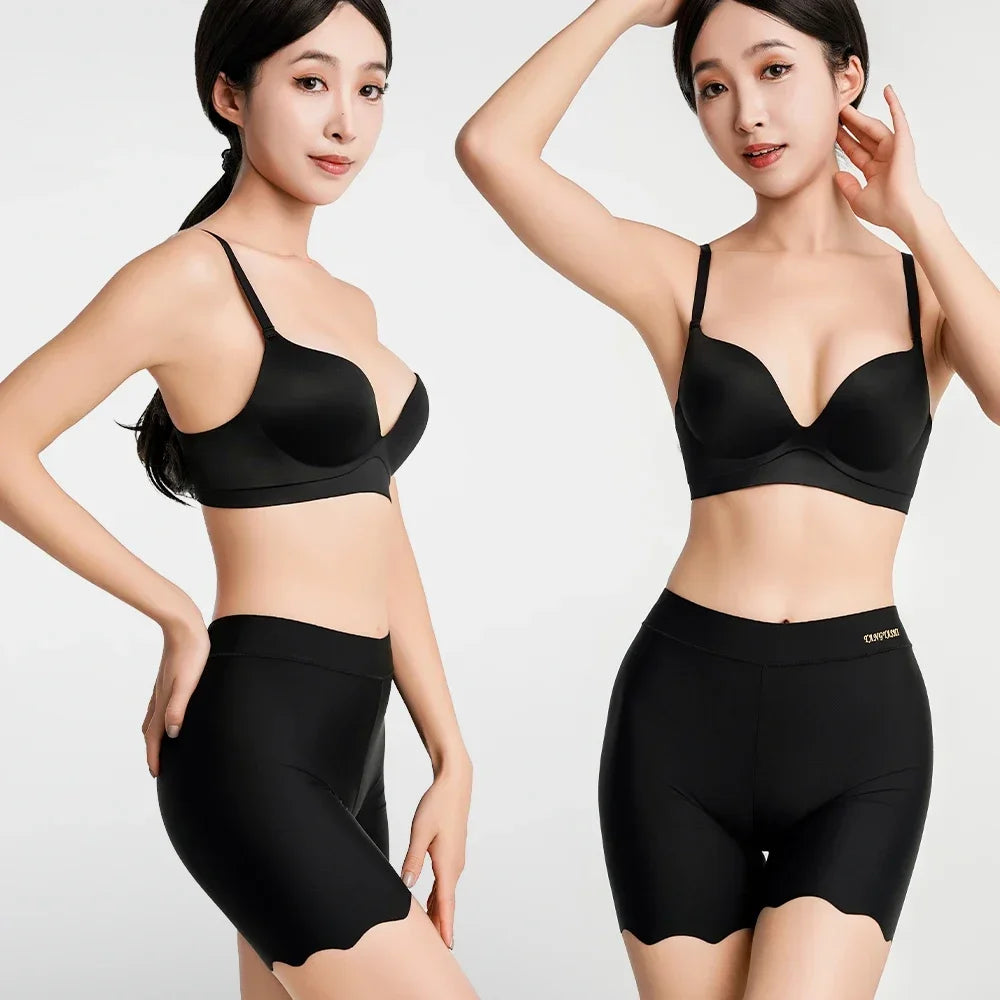 2er-Pack Nahtlose Sicherheits-Shorts Damen Eisseide Sommer Anti-Scheuer Unterwäsche Boxershorts Unterrock-Slip Übergröße Kurze Leggings 40-100kg
