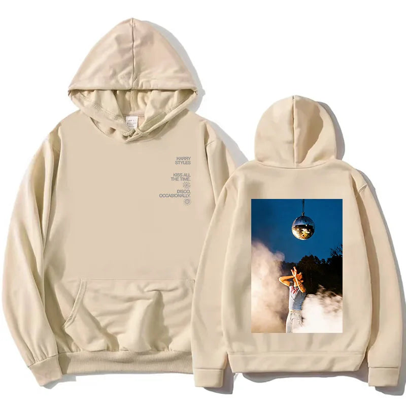 HarryStyles KISS ALL THE TIME. DISCO, OCCASIONALLY.  Hoodies Album Design Graphic Print Sweatshirts Women Clothing Fleece Hoodie