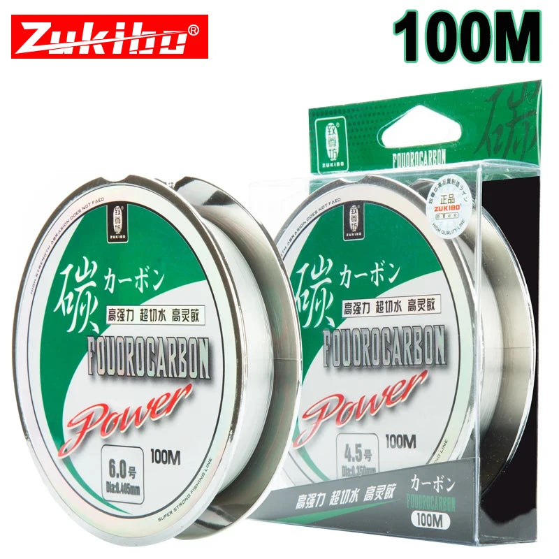 ZUKIBO 50M100M 100% Fluorocarbon Angelschnur Japanische importierte Kohlefaser-Schnur 1-25kg Monofilament Sinkende Schnur Meeresangeln