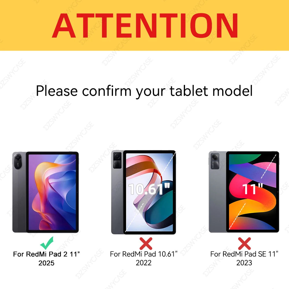 Silikonhülle für Xiaomi Redmi Pad 2 11 Zoll 2025, ultradünne dreifach faltbare Ständer PU-Leder Schutzhülle, Auto Schlaf-/Weckfunktion