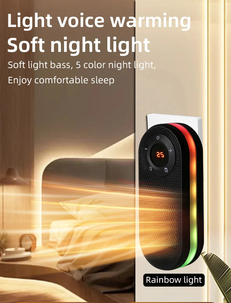 Small Wall Mounted Fast Heating Space Heater with Night Light & Overheat Protection for Home Office Bedroom Study 2026