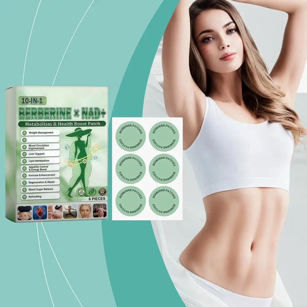 Berberin-Pflaster Nano-Microneedle-Pflaster mit natürlichen Inhaltsstoffen, täglicher Gewichtsmanagement-Körperstraffungsaufkleber für Frauen und Männer