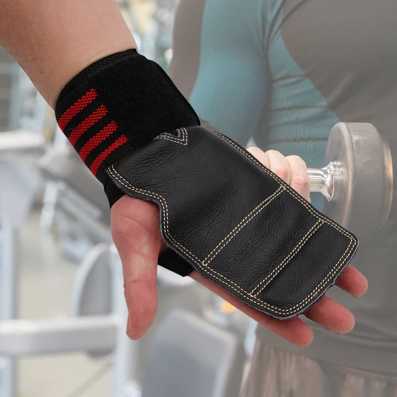 Rindsleder Gewichtheber-Handschuhe 3 Farben Fitnessstudio Anti-Rutsch-Griffe Pads Kreuzheben Gürtel Crossfit Workout Crossfit Handflächenschutz Fitness