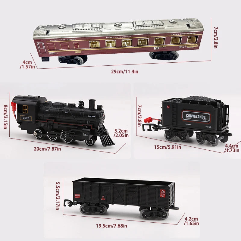 Klassische batteriebetriebene elektrische Eisenbahn Dampflokomotive Set mit Wassernachfüllung für Rauchzug Spielzeug mit Licht & Sound