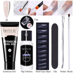 LILYCUTE 15ml Verlängerungsgel-Nagellack-Set Quick Nail Prolong mit Verlängerungsform-Nagelspitzen Acryl-Lösung Maniküre-Werkzeug-Kit