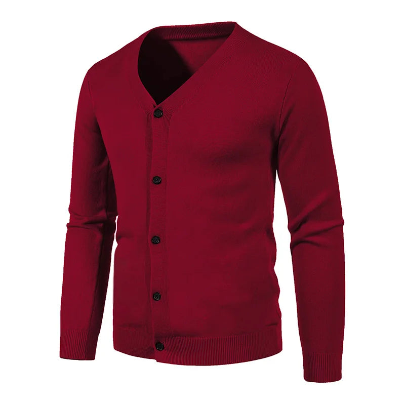 2024 M-5XL Herbst Herren Strickjacke Dünner V-Ausschnitt Basic Elastisch Slim Fit Dünner Pullover Einfarbig Freizeit Vielseitige Jacke