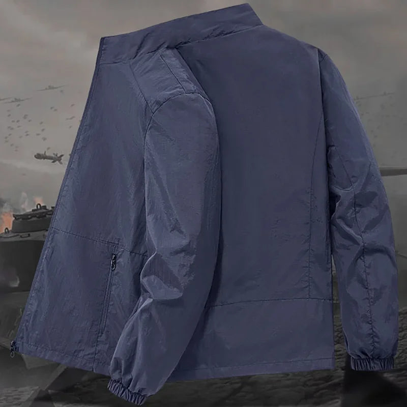 Herren Stehkragenjacke Frühling Atmungsaktiv Leicht Anti-Falten Windjacke Outdoor Sport Freizeit Schnelltrocknende Arbeitsjacken