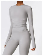 NCLAGEN Yoga-Shirts für Damen, Langarm, Winter, Fitness, Laufen, Gym-Kleidung, Workout, Dry Fit, atmungsaktiv, hochelastisches Sport-Oberteil