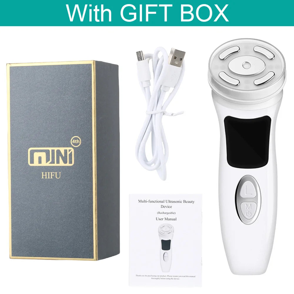 MINI HIFU 4. Generation Lifting-Gerät EMS Warmes Ultraschall-Gesichts-Augenmassage-Instrument Hautfestigende Heimgebrauchs-Spa-Schönheitsgeräte