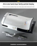 Full New Hand Dryer Induction Hotel Restauran High Speed Jet-type Hand Drying Machine Double-sided hand dryer 220v