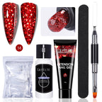 LILYCUTE 15ml Verlängerungsgel-Nagellack-Set Quick Nail Prolong mit Verlängerungsform-Nagelspitzen Acryl-Lösung Maniküre-Werkzeug-Kit