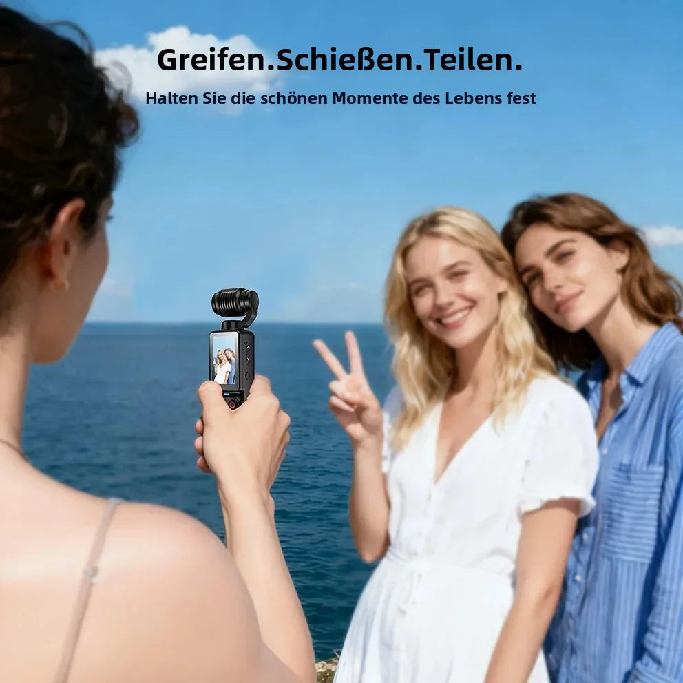 4K HD-Videokamera mit 1,9" CMOS, wiederaufladbar über USB, 180° drehbarer Action-Camcorder für Vlogging, Live-Streaming