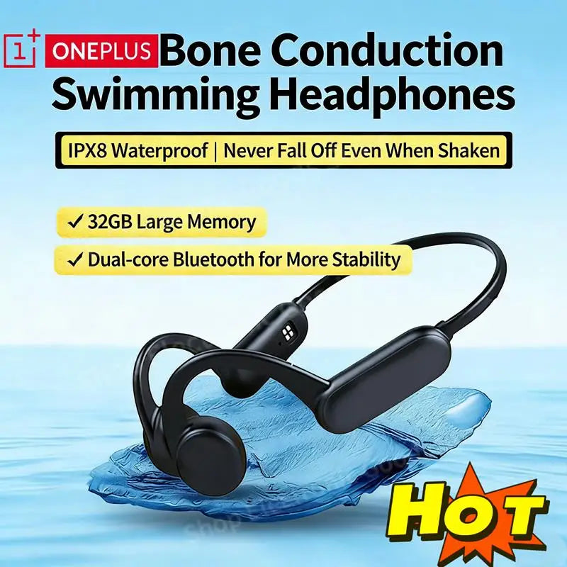 OnePlus Kabellose Knochenschall-Kopfhörer Bluetooth Kopfhörer Sport Schwimmen Bluetooth-kompatibel Kopfhörer Freisprechfunktion mit Mikrofon
