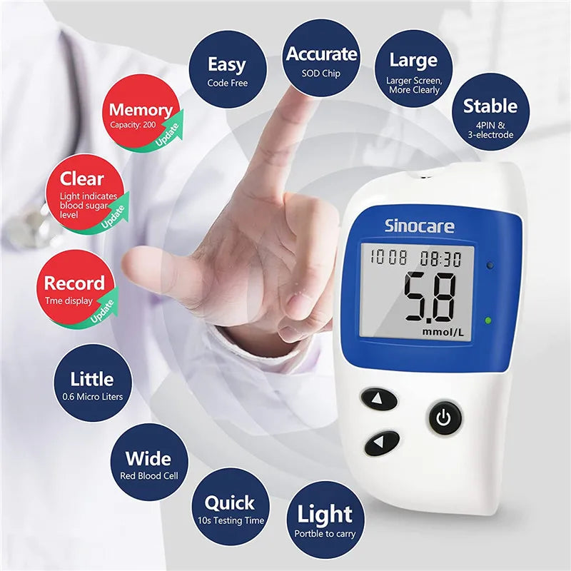 Sinocare Safe Accu2 Blutzuckermessgerät Blutzucker Testkit Diabetes Heim-Glukometer mit 50 Teststreifen oder nur Teststreifen Zweitbild