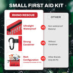 Rhino Rescue Kleines Erste-Hilfe-Set – Ultraleichtes wasserdichtes Medizinisches Notfallset für Wandern, Rucksackreisen, Radfahren, Reisen und Fahrzeuge